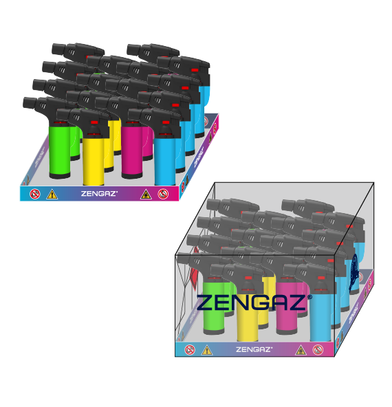 The Zengaz ZT-77 torch collection in packaging.