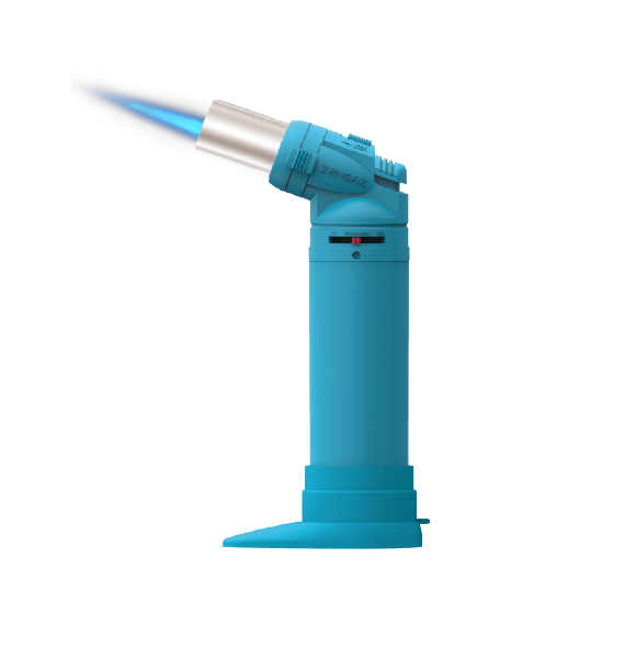 The Zengaz ZT-68 torch in light blue with flame.